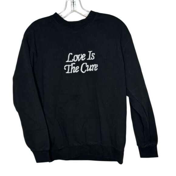 Obey “Love Is The Cure” Black Crewneck Embroidered Sweatshirt. Size Small. - Picture 1 of 8